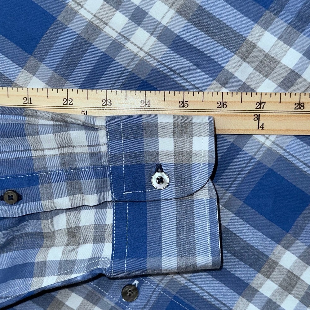 UNTUCKit Men's Plaid Button-Down Shirt Blue Gray Check‎ 100% Cotton Long Sleeve - Picture 5 of 10